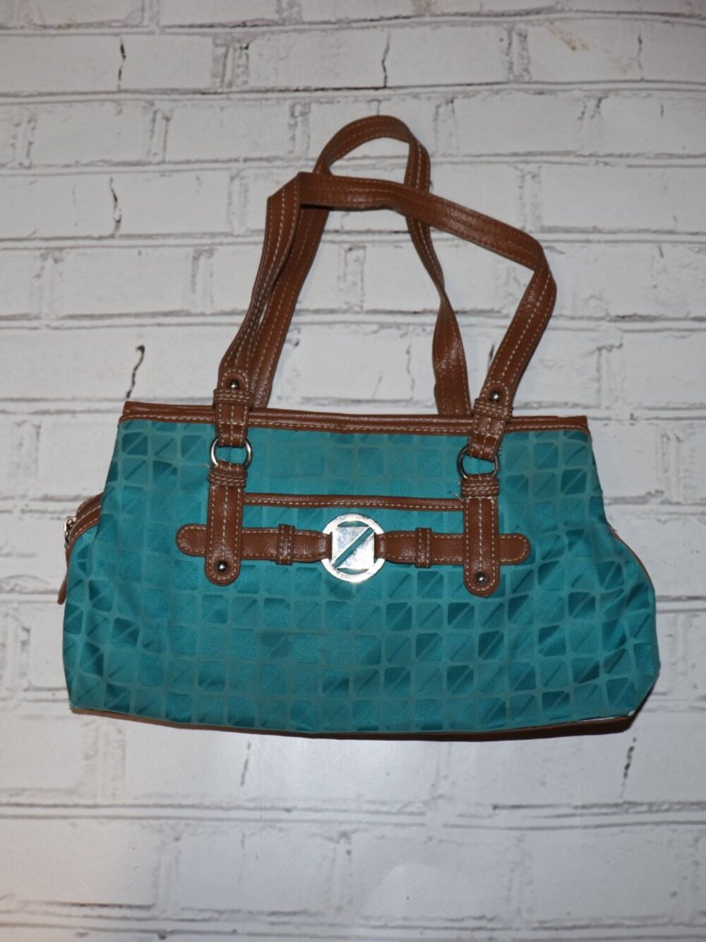 💎 Nine & Co. Turquoise & Brown Purse · 7" x 13" Textured body ·